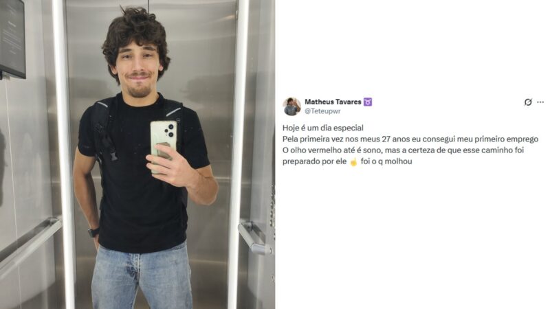 Jovem de 27 anos celebra primeiro emprego formal e provoca debate sobre idade para começar a trabalhar