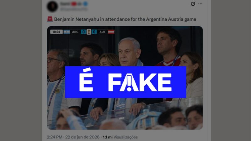 Imagem de Benjamin Netanyahu na arquibancada da Copa do Mundo é falsa e gerada por IA