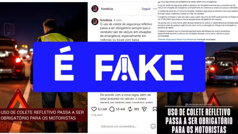 Uso obrigatório de coletes refletivos a partir de junho de 2026 é informação falsa